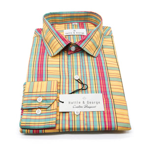 Royal Kente pattern.  Woven jacquard. 100% soft cotton.Tab collar with breast pocket, long-sleeved shirt.