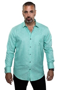 Teal; Overpass pattern long sleeve shirt in teal green