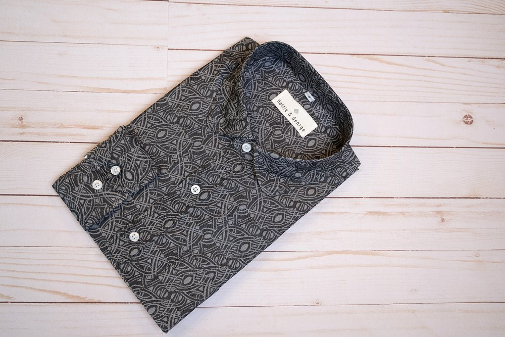 charcoal;Woven jacquard, Cloverleaf pattern from 100% soft cotton.
