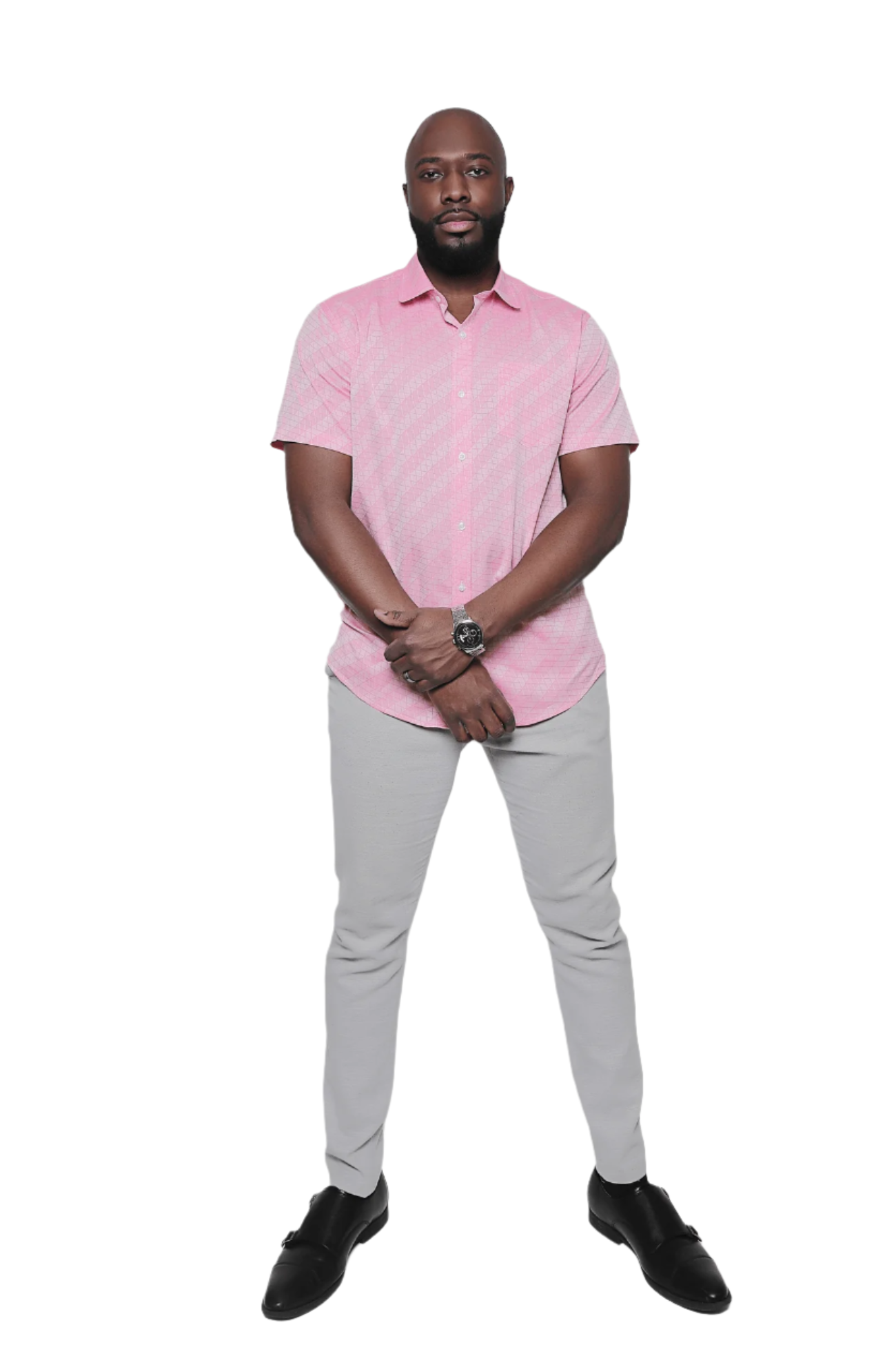 Mens pink short sleeve dress shirt hotsell