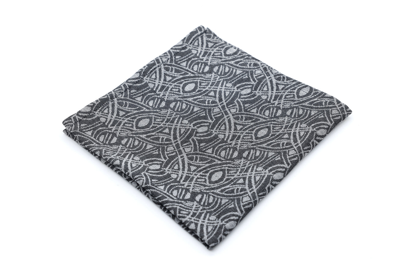 Charcoal; Overpass pattern pocket square in charcoal